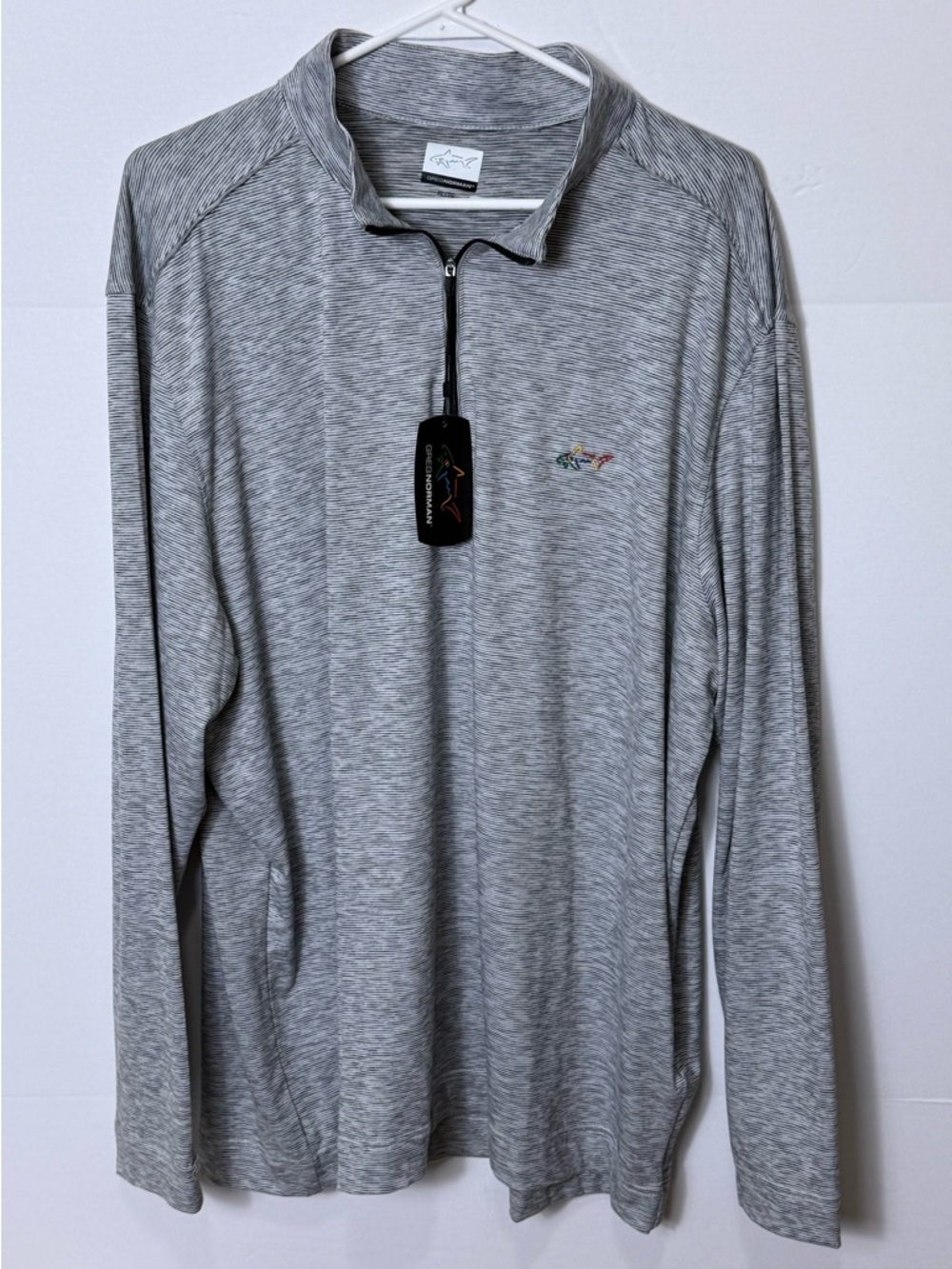 Greg Norman Collection Gray Striped Zip-Up Pullover